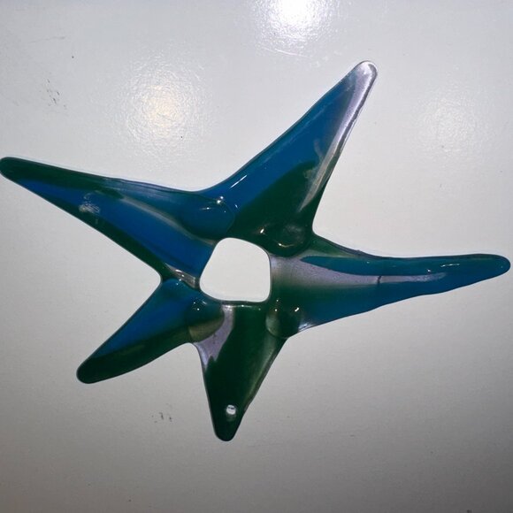 #5102 STAR MULTI COLOR 5 POINT ORNEMENT CIRCULAR FUSED SUN CATCHER  COLLECTABLE - Picture 6 of 13